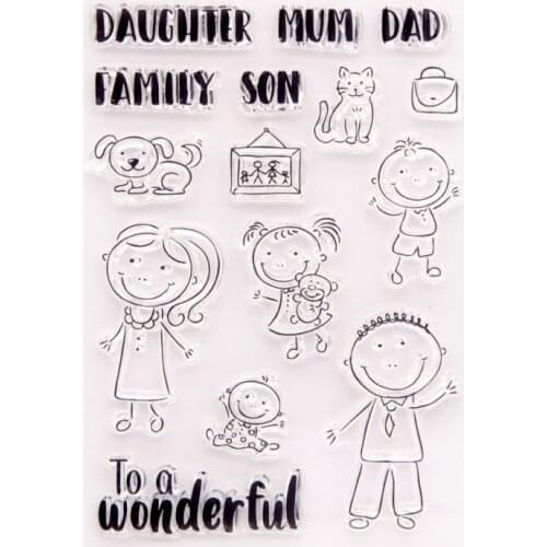 Daughter Mom Dad Family Son Transparent Clear Stamps Seals for DIY Paper Craft Scrapbooking Decoration