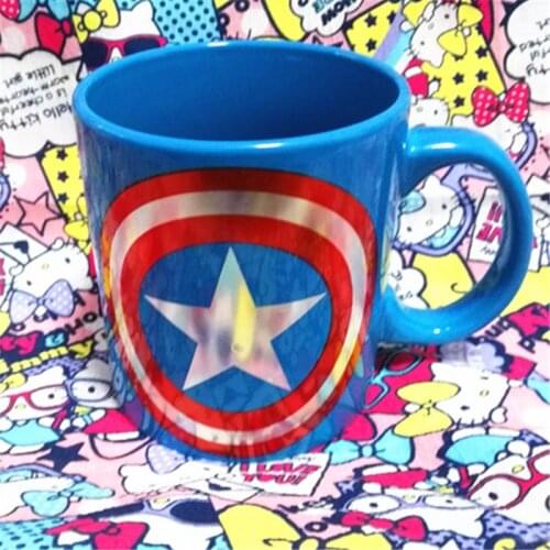 Disney Cute Mug American Marvel Avengers Captain America Shield Large Capacity Mug Ceramic Mug