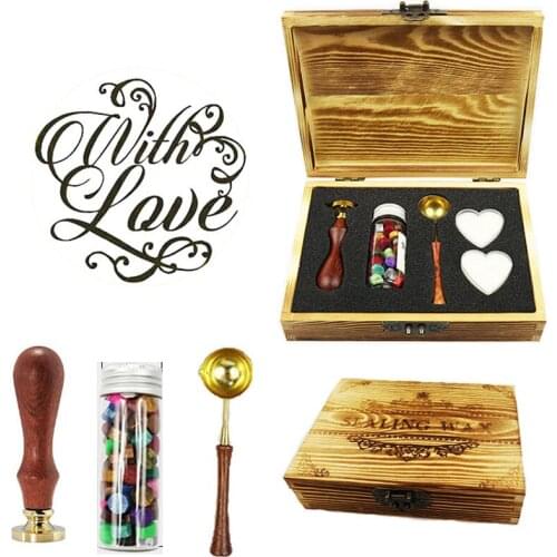 Seal Wax Kit, with love Script Vintage Wax Badge Seal Stamp Kit Wax Set Tool Gift,custom