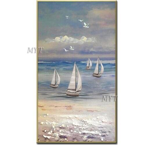 The Evening Sky Sea Ships Beach Seagulls Is A Beautiful Scene Abstract Oil Painting On Canvas Wall Art Home Decor Picture Modern