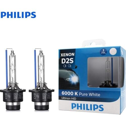 Philips D2S 85122WXX2 35W Ultinon HID 6000K Cool Blue Xenon White Light Auto Bulb Upgrade Headlight Lamp Flash Quick Start, Pair