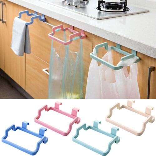Kitchen Portable Plastic Racks Door Garbage Trash Bag Box Can Rack Hanging Holder Home Organization Accessories