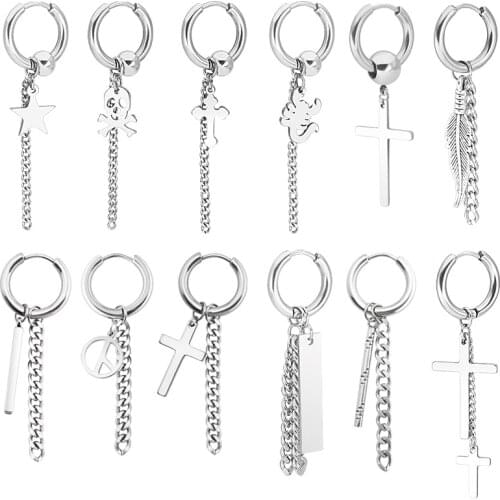 1 Pair Punk Styles Stainless Steel Bangtan Boys Stud Earrings for Men and Women Gothic Street Pop Hip Hop Ear BTS Jewelry