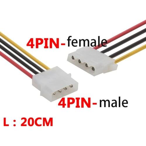 0.2M power cord 5x large 4Pin male to female power extension cord Molex extension cord 4 pin male to female IDE PSU for PC