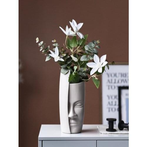 Modern Face Art Vase Ceramic Flower Arrangement Vase Vintage Artificial Flower Vases Big Ceramic Flower Vase For Home Dector