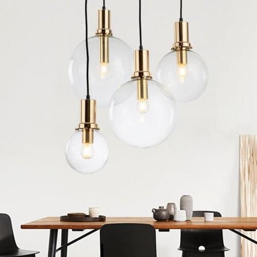 Glass Led Pendant Lights Simple Nordic Gold Metal Hanging Lamp Dining Room Kitchen Living Room Bedroom Suspension Luminaires