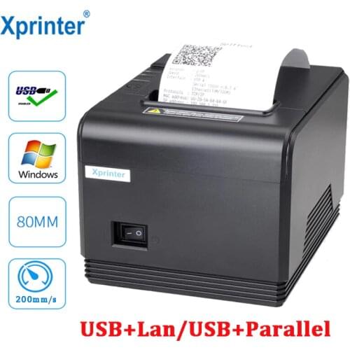 Xprinter 80mm Thermal Receipt Printer Auto Cutting Restaurant Kitchen Pos Printer USB Lan Parallel Port 200mm/s high speed