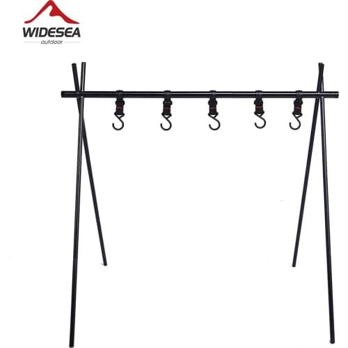 Widesea Camping Hanging Rack Ultralight Outdoor Aluminum Alloy Tableware Cookware Bracket Storage Hanger Triangle Rack Tourism
