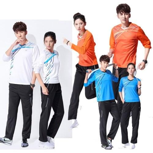 Spring/autumn Men/women badminton suits,table/tennis sport jerseys pants,badminton long sleeved t-shirt+pants team train clothes