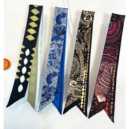 2020 New Plant "Insect Eyes" Design Women Skinny Silk Scarf Ladies Luxury Brand Hand Drawn Neck Bag Hair Foulard Headband