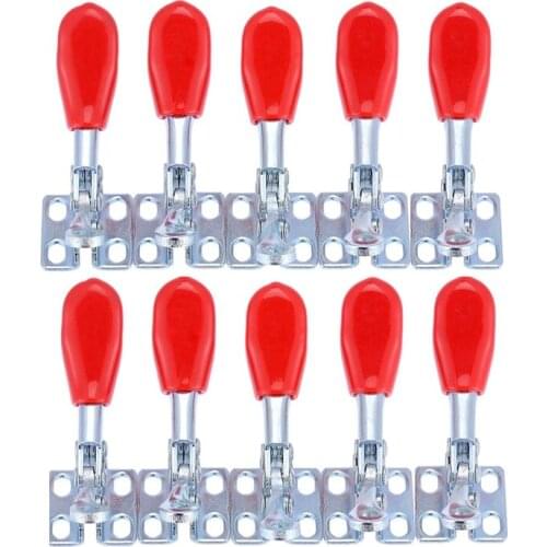 10Pcs GH-201A 27Kg Toggle Clamp Quick Release Vertical/Horizontal Type Clamps U-Shaped Bar Hand Tool for Woodworking