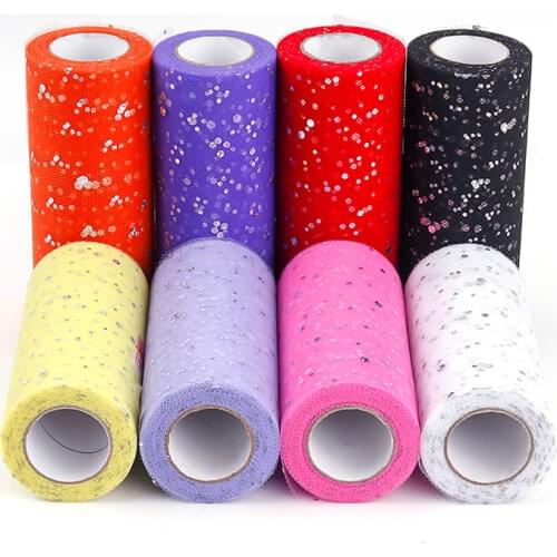 25yds Lace Sequins Tulle Fabric DIY Baby Shower Tutu Skirt Wedding Party Decor Organza Desk Cloth Sashes Birthday Gifts Supplies