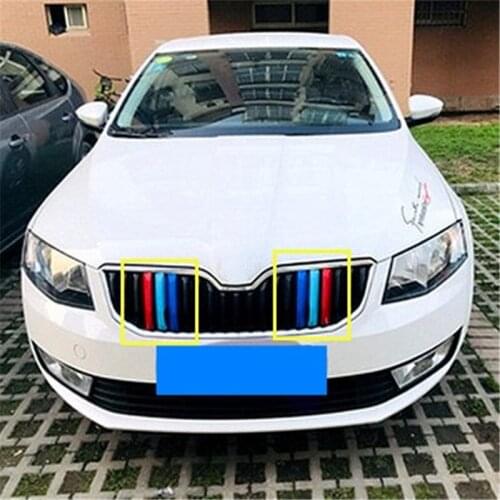 Car styling for Skoda Octavia A7 2015 2016 2017 ABS Grille Around Trim Racing Grills Trim front grille trimmed in 3 colors
