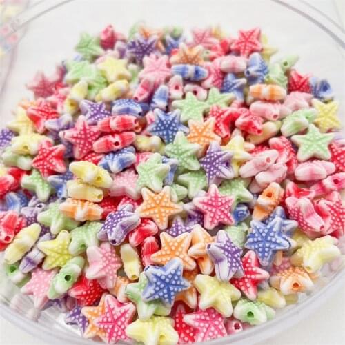 Colorful Ocean Starfish Acrylic Spacer Beads Five-Pointed Star Rainbow Color Beads For Jewelry Making DIY Bracelet Necklace