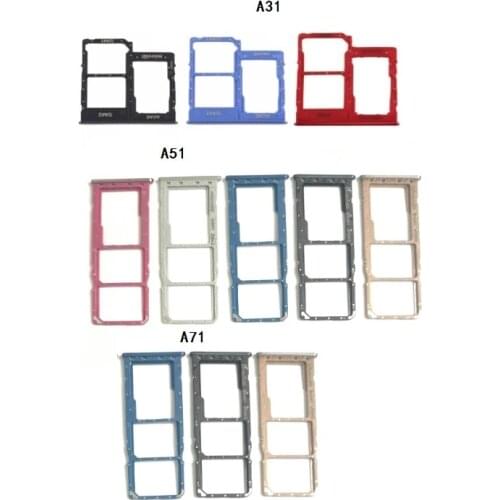 50pcs For Samsung Galaxy A01 A11 A21S A31 A41 A51 A71 Sim Card Reader Holder Dual Sim Card Tray Holder Slot Adapter