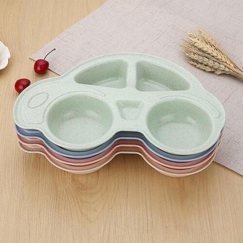 Household Baby Anti-fall Split Grid Rice Bowl Car-shaped Childrens Dinner Plate Wheat Platycodon Supplementary Food Box