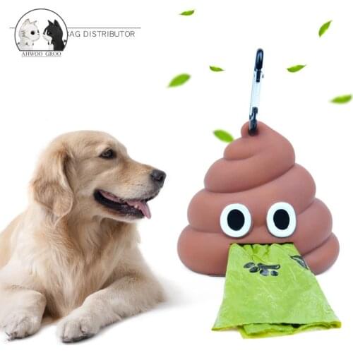 Dog Poop Bag Dispenser Outdoor Portable Dog Garbage Bags Carrier Holder Cute Shit Shape Pet Dog Waste Bags Receive Pet Supplies