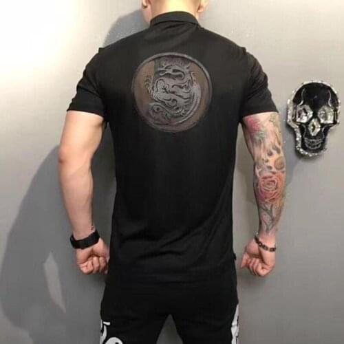 Summer Luxurious Sport Polo Shirt Breathable Mens Short Sleeve Tops Hot Drill Tee Customized Animal Original Style