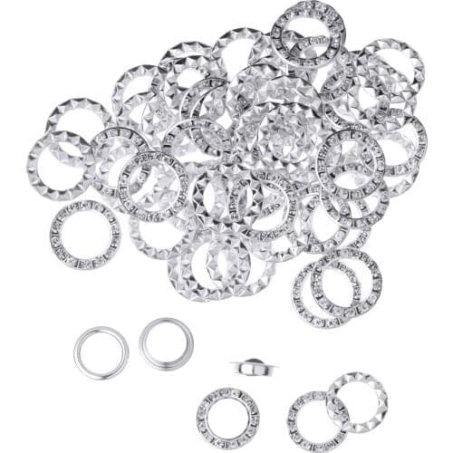 50 Set Clothing Grommets Shiny Rhinestone Round Hollow Metal Eyelets Garment Decorative Grommet DIY Leather Belt Eyelet Crafts