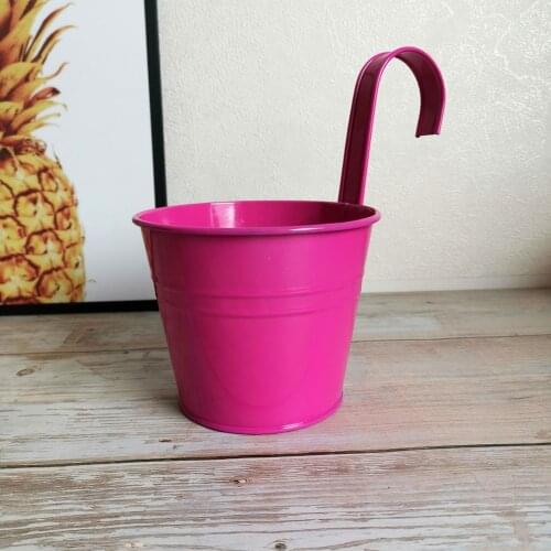 Metal Iron Flower Pot Vase Detachable Handle Hanging Balcony Garden Office Planter Home Decor