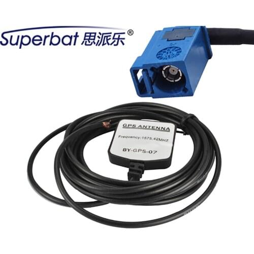 Superbat Mini GPS Antenna Fakra C RA Connector 5m Cable Mini GPS Antenna Aerial Booster for MFD2 RNS2 RNS-E MFD 2 VW SAT NAV