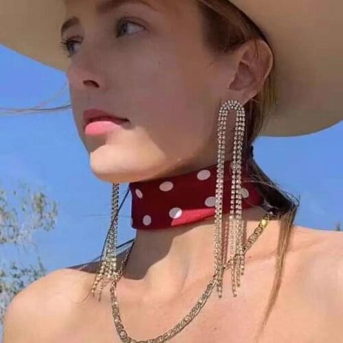 Fashion long tassel crystal pendant earrings for women geometry complete set of Rhinestone Earrings statement jewelry gifts