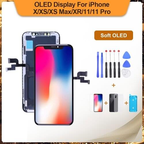 Soft OLED For iPhone X XS With 3D Touch Digitizer Assembly A1901 A1865 A2097 LCD Screen Replacement Display True Tone Supported