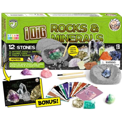 Dig Rocks & Minerals Kit for Kids Toys Archaeology Digging Up Excavation Kit Educational Kit for Christmas Gift Birthday Gift