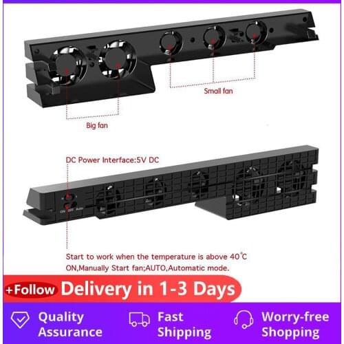 Ps4 Pro Cooling Cooler Fan Super Turbo Temperature Control With Usb Cable For Sony Playstation 4 Ps4 Pro Console Vertical Stand