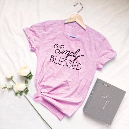 Simple BLESSED t-shirt pretty fashion style young girl gift cotton tees slogan church Christmas women soft quality tops t shirts