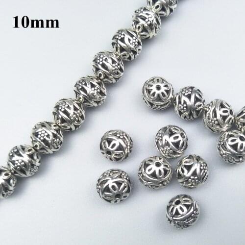 Tasbih spacer Beads Antique Silver Plated Loose Beads for Jewelry Making Bracelet Jewelry Accessories Handmade Craft 10pcs