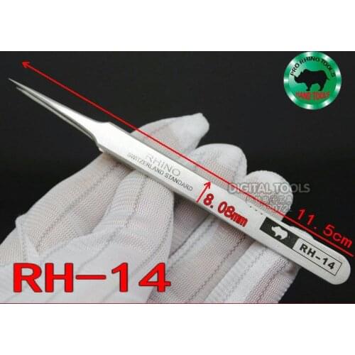 RHINO Brand Repair Tools RH-14 Tweezers Anti-acid High-precision Super Hard Sharp for Repairing Watch Mobile Holding Small items