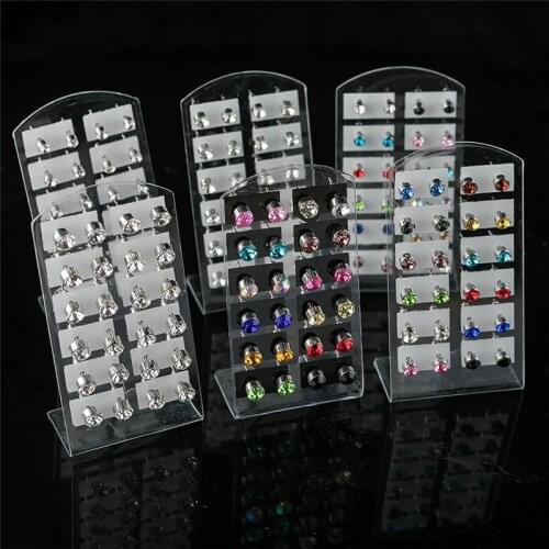 12Pairs/Set Colorful White Crystal Rhinestone Stud Earrings For Women Girls Plastic Earrings Set Wedding Jewelry Gifts