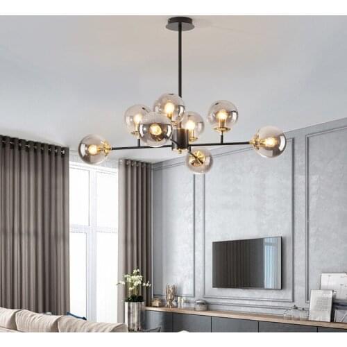 Nordic Glass LED Chandelier Lighting Modern Living Room Dining Chandeliers Kitchen Ball Ceiling Hanging Lamp Home Light Fixtures