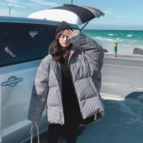Straight Line Hoodies Warmness Thick Coat Women 2019 Winter Plaid Loose Casual Office Ladies Outwears