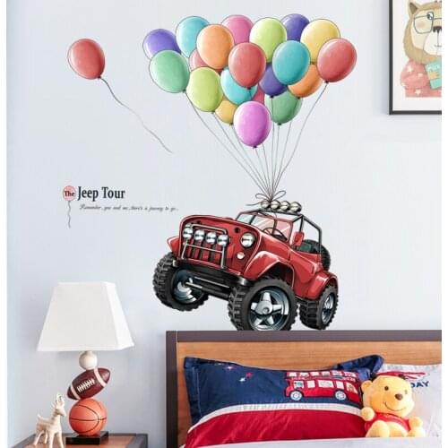 Creative Car Balloons Wall Stickers Kids Rooms Bedroom Living Room Decorations Decals DIY Vinyl Wallpaper Art Posters