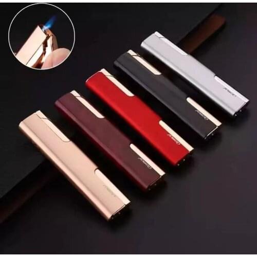 Windproof Butane Gas Lighter Ultra-Thin Metal Torch Direct Injection Inflatable Lighter Cigarette Accessories Men Gift
