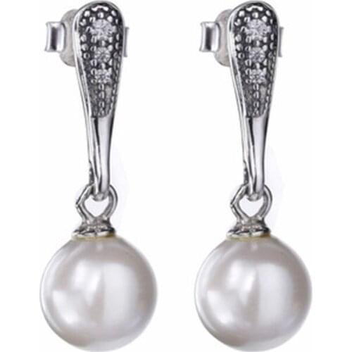 New Collection Famous Brand Hold Pearl 925 Sterling Silver Stud Earring For Women Girl Gift Free Shipping
