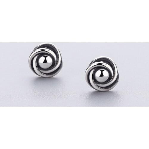 Fashion retro style 925 sterling silver stud earrings for women ladies Black rose flower S925 silver earring jewelry accessories