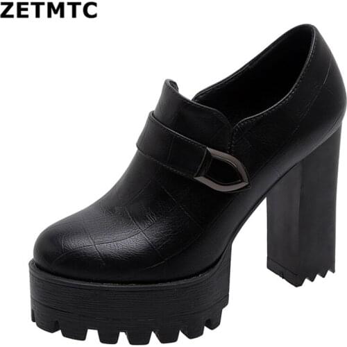 Waterproof platform high heels female 2020 autumn new wild womens shoes round head with thick soles and deep mouth single shoes