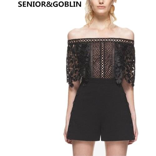 2017new arrival runway high quality body femme Sexy stitching chest with a slender strapless jumpsuit shorts