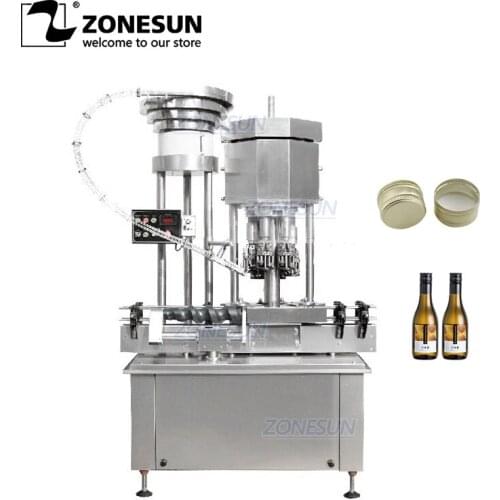 ZONESUN ZS-XG440C Desktop Automatic Ropp Aluminum Cap Pilfer Proof Lid Capping Crimping Machine for Beverage Soybean Wine Bottle