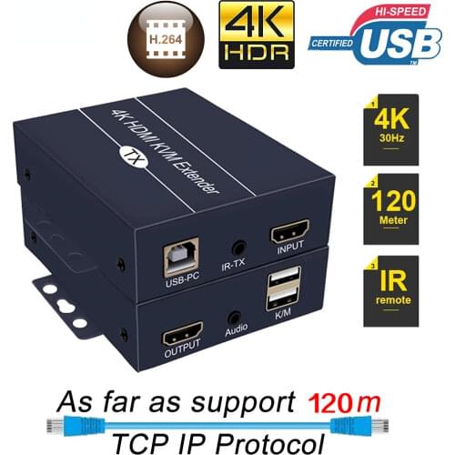 2021 Best IP Network HDMI KVM Extender 200m with Loop Out 1080P RJ45 Ports HDMI Extender IR 660ft HDMI USB Extender Over Cat5e/6