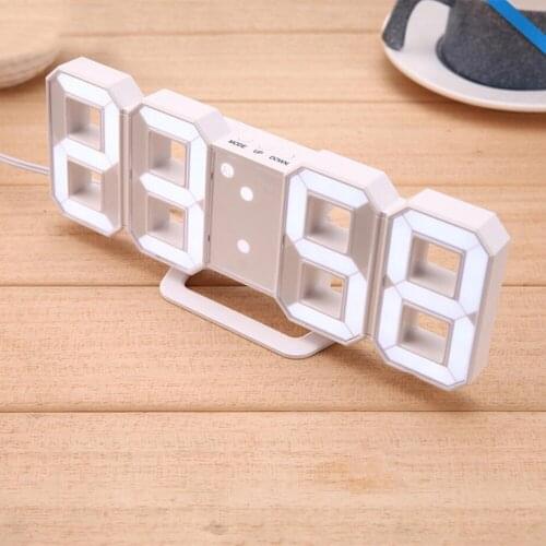 1PC 3D LED Wall Clock Modern Design Digital Table Clock Alarm Night Light Watch For Home Living Room Decoration Useful 300gE