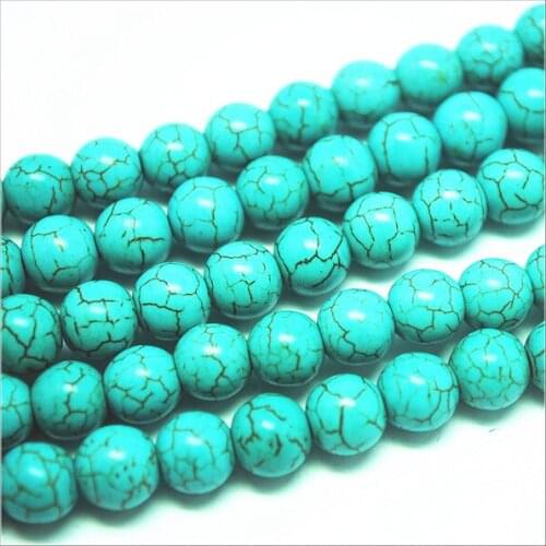 50pcs stable blue turquois round ball shape size 8mm crack turquoisee beads accessories top fashion beads in china