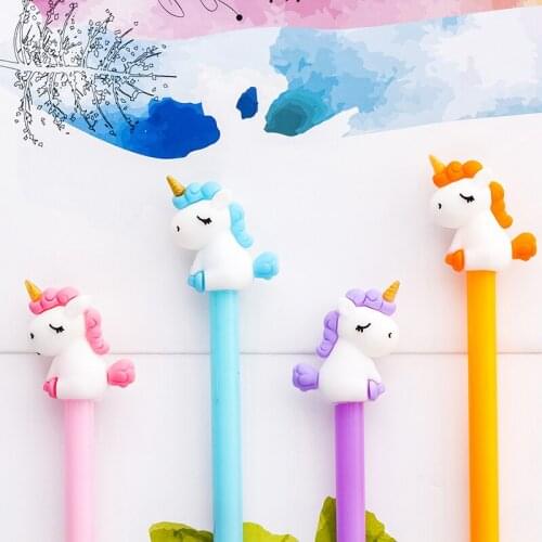 60pcs Kawaii Pen Cute Unicorn Animal Horse Gel Ink Pens for School Office Supplies Promotion Gift Korean Stationary Free Shippin