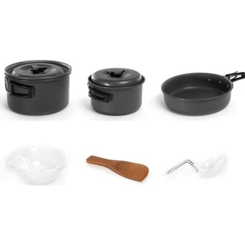 8pcs outdoor camping pot set cooking utensils thickened rigid alumina non-stick flat bottom cookware s and pans