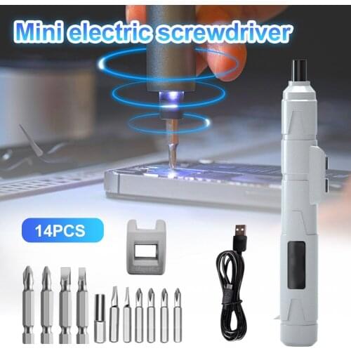 Cordless Electrical Screwdriver Mini Power Tools 3.6V Rechargeable Multifucntion Power Drill With14 pcs Bits Kits Set Household