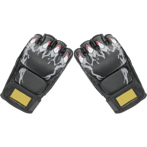 Boxing Gloves MMA Gloves Muay Thai Training Gloves MMA Boxer Fight Boxing Equipment Half Mitts PU Leather Black/Red