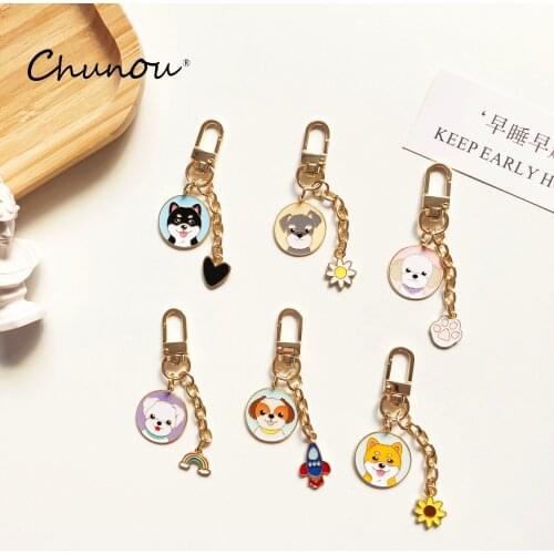 Cute Corgi Keychain Schnauzers Bichon Frise Siberian Husky Shiba Inu Pomeranian Lovely Pet Dog Key Chain Car Keyring Wholesale
